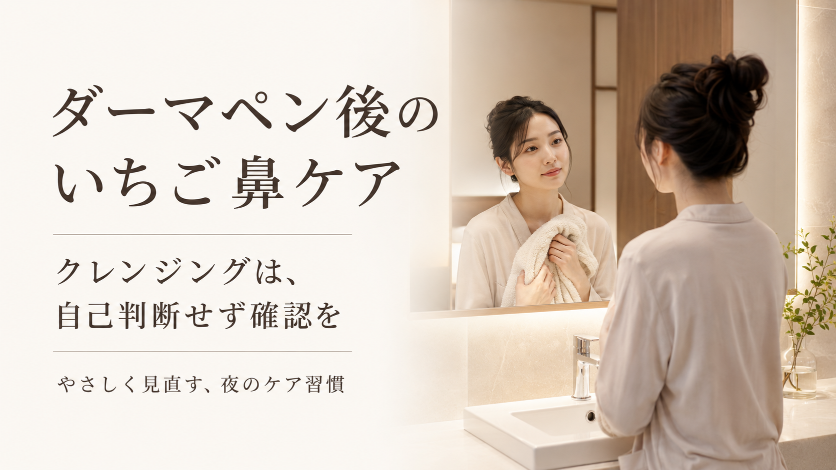 美容医療中のいちご鼻ケアは医療機関の指示を優先することを伝える注意喚起ビジュアル