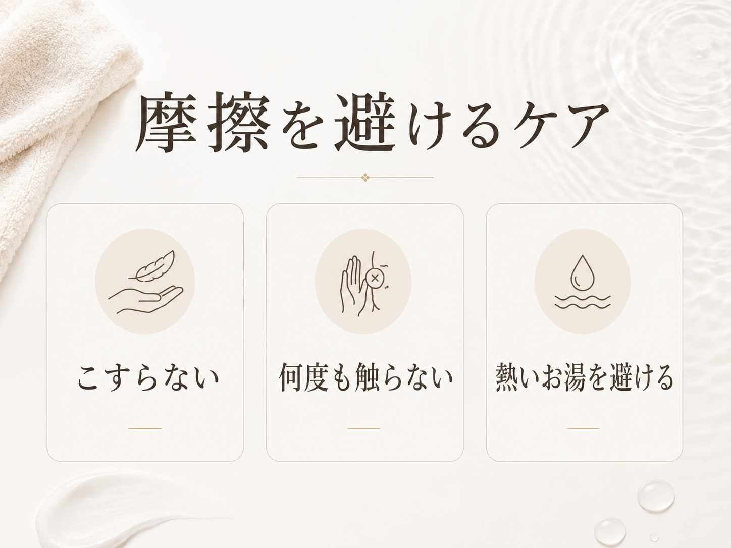 美容医療後に避けたい摩擦や攻めたケアを整理した注意喚起画像