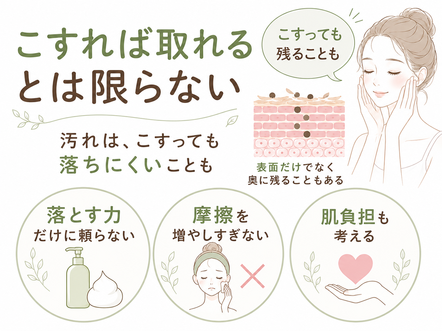 毛穴汚れが皮脂や古い角質を含む複合汚れであることを示す図解