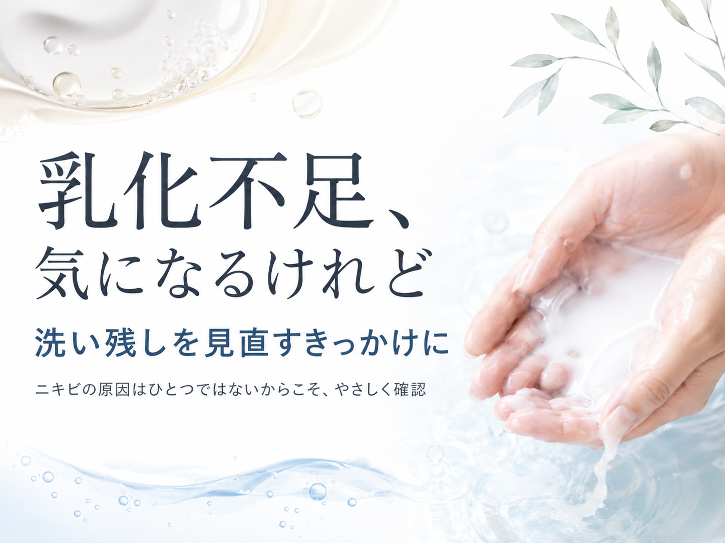 クレンジングの乳化不足による洗い残しを防ぐためのファーストビュー