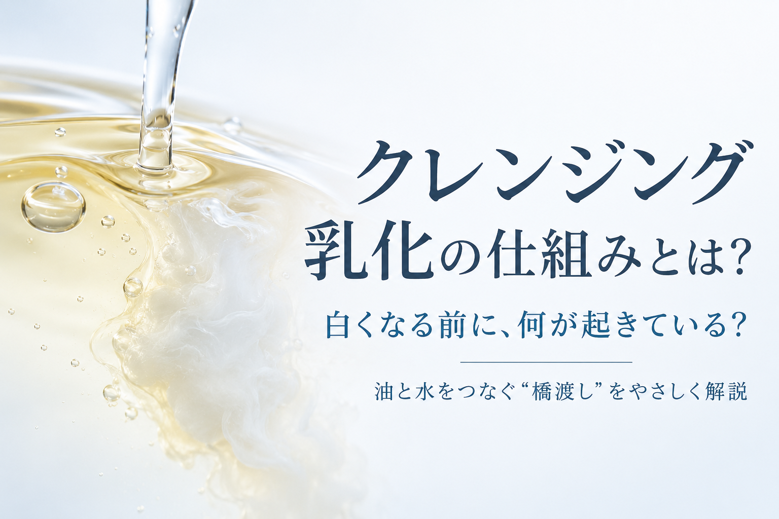 クレンジング乳化の科学的メカニズムを示すファーストビュー