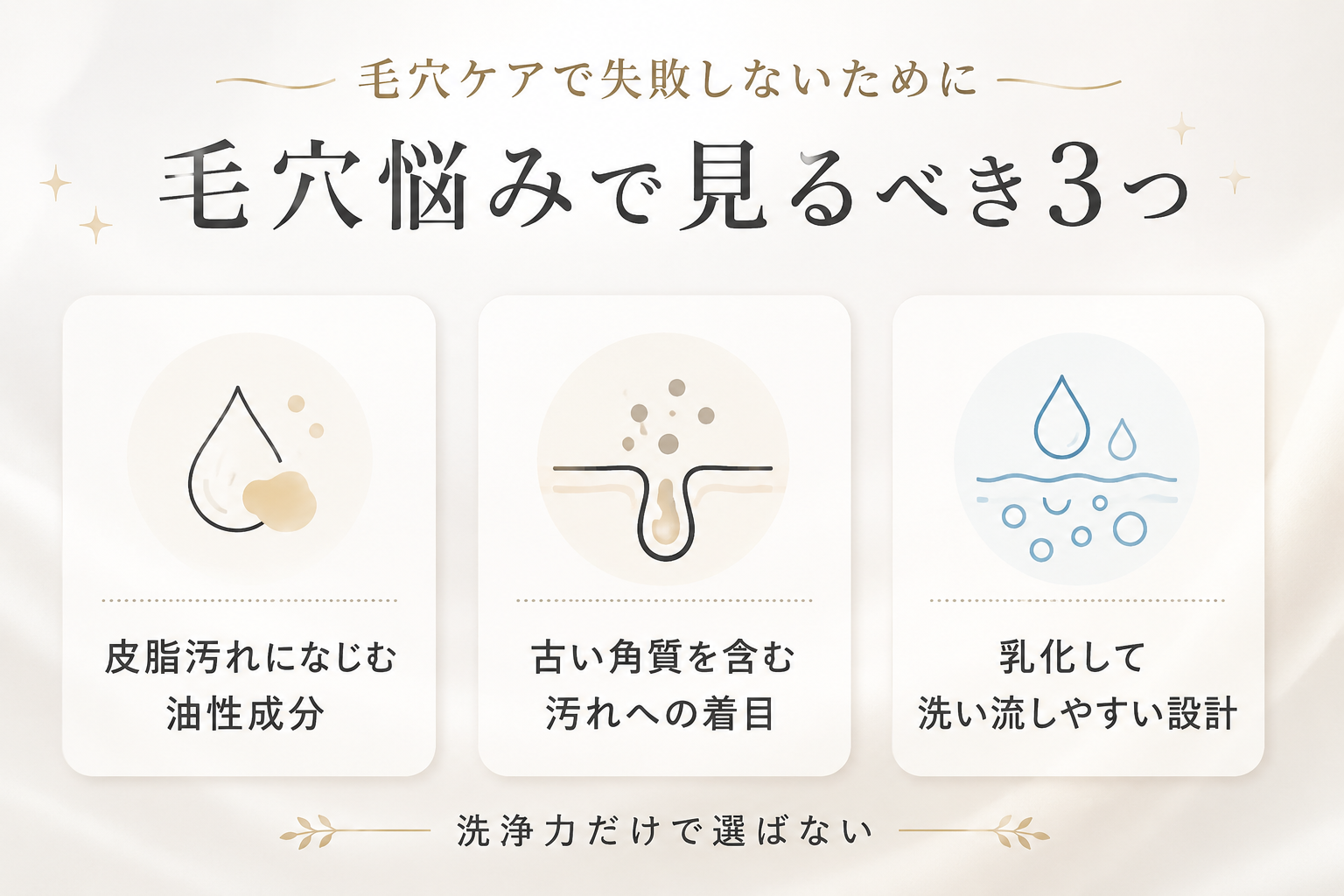 毛穴悩みで見たい成分と設計のチェック図