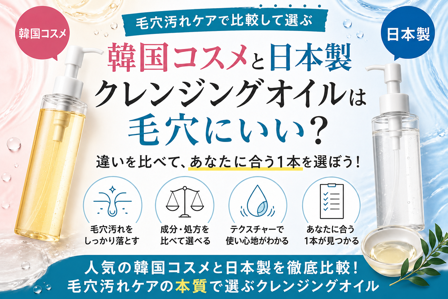 韓国コスメと日本製クレンジングを比較する関連記事イメージ