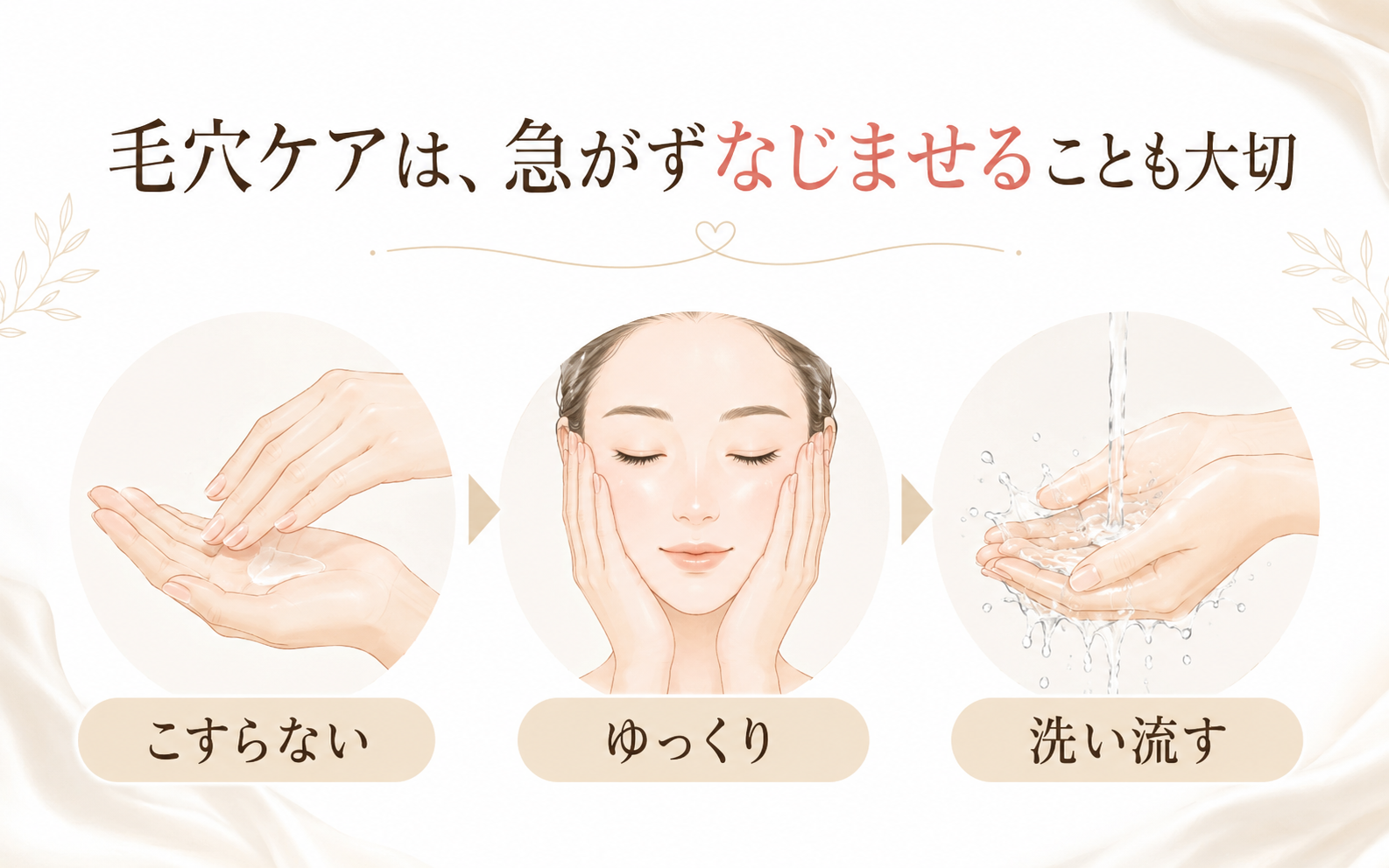クレンジングを急がずやさしくなじませるケア時間のイメージ