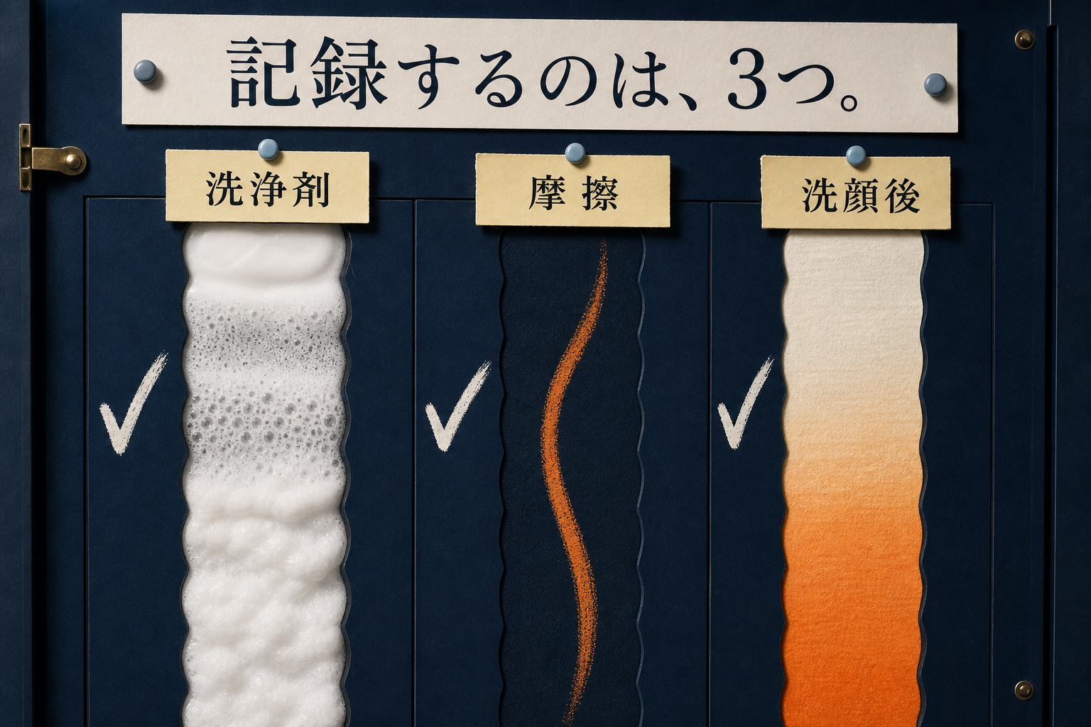 洗浄剤、摩擦、洗顔後を記録するアナログボード
