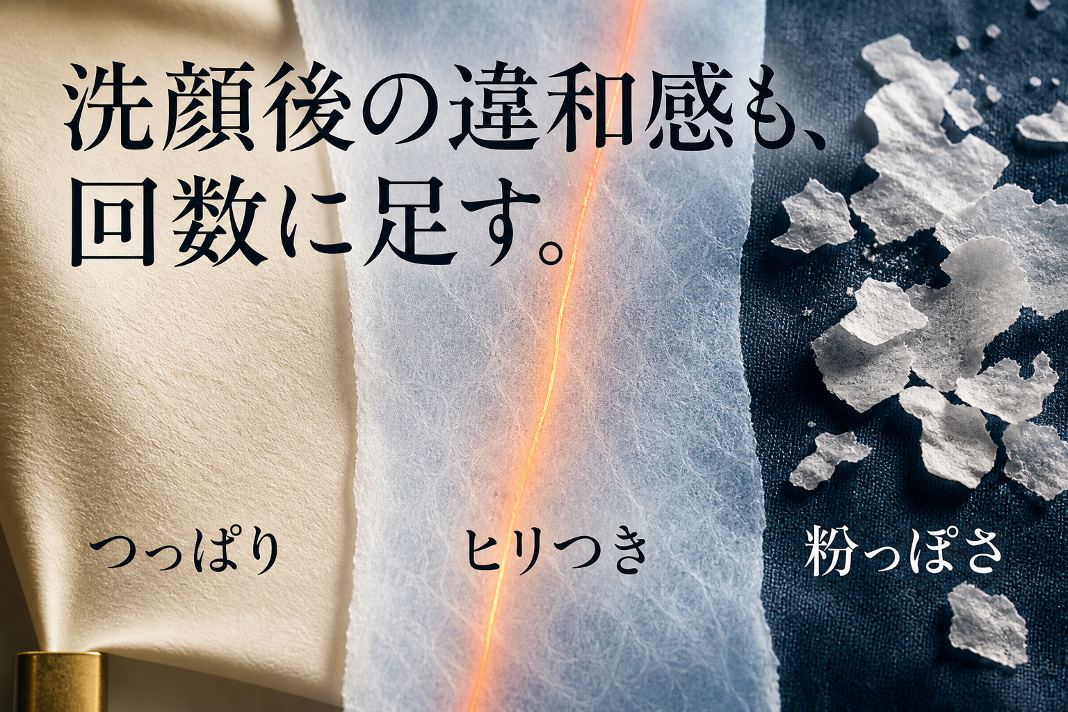つっぱり、ヒリつき、粉っぽさを素材で表現したコラージュ