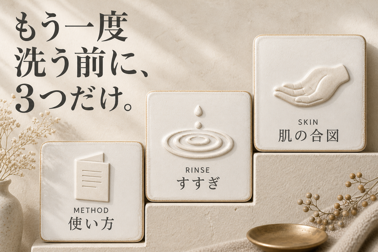 使い方、すすぎ、肌の合図を順に確認する3チェック