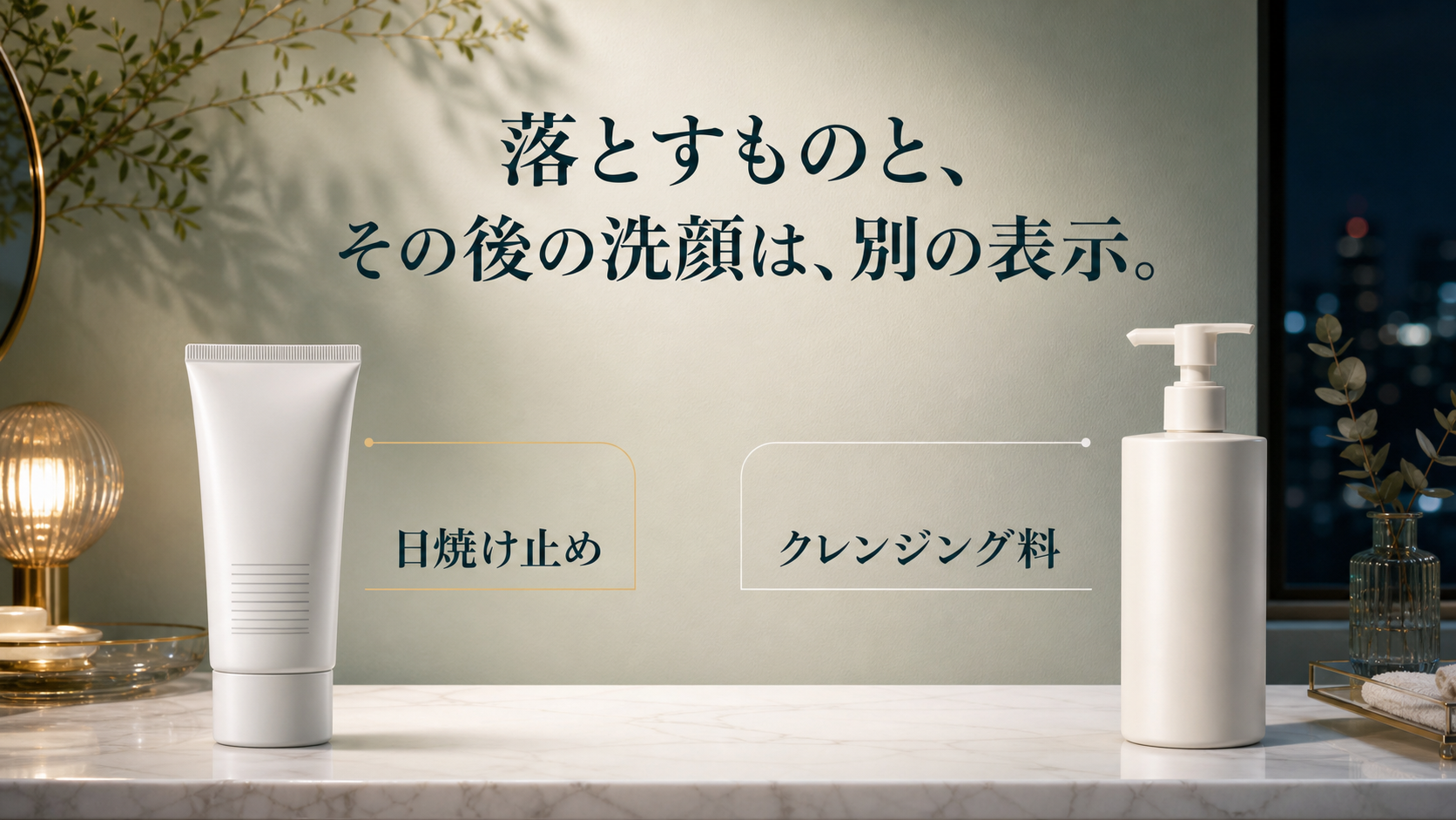 日焼け止め側とクレンジング側の2種類の使用表示
