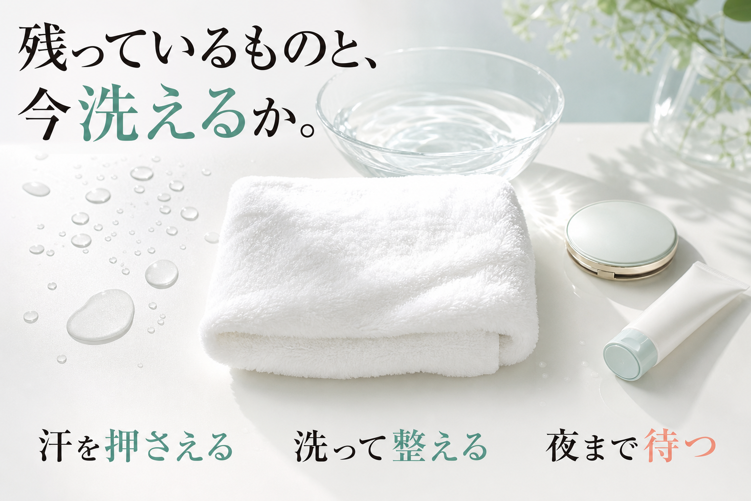 顔に残るものと今洗えるかで判断する洗面台の静物