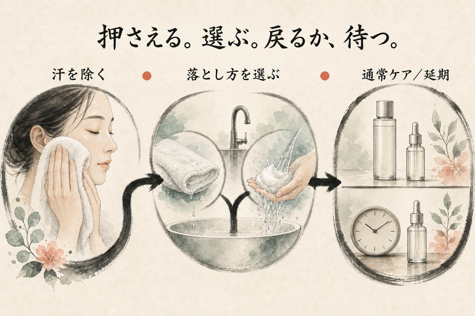 汗を除き、落とし方を選び、次の行動を決める3ステップ