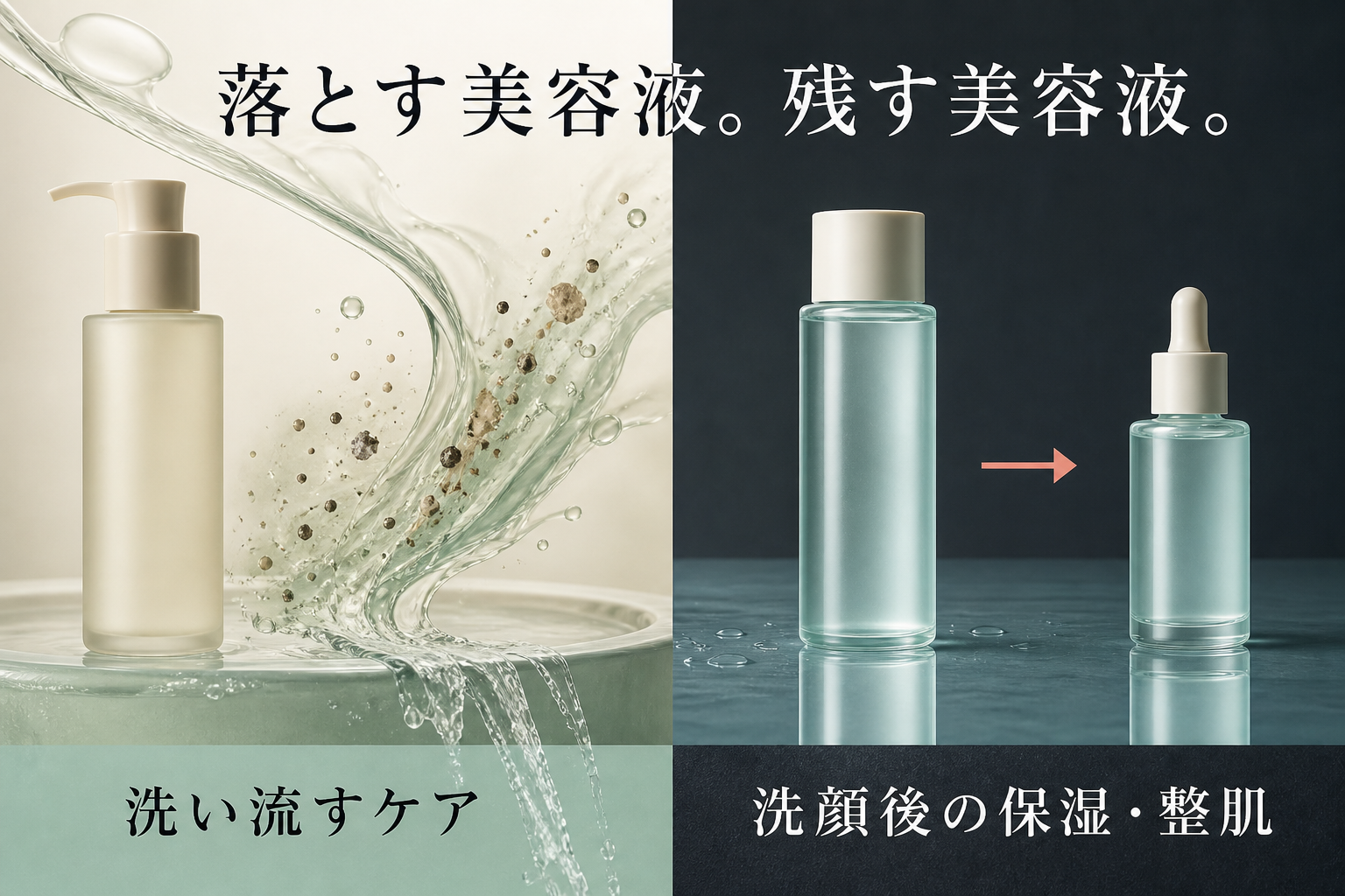 洗い流す美容液と洗顔後に肌へ残す美容液の役割分離