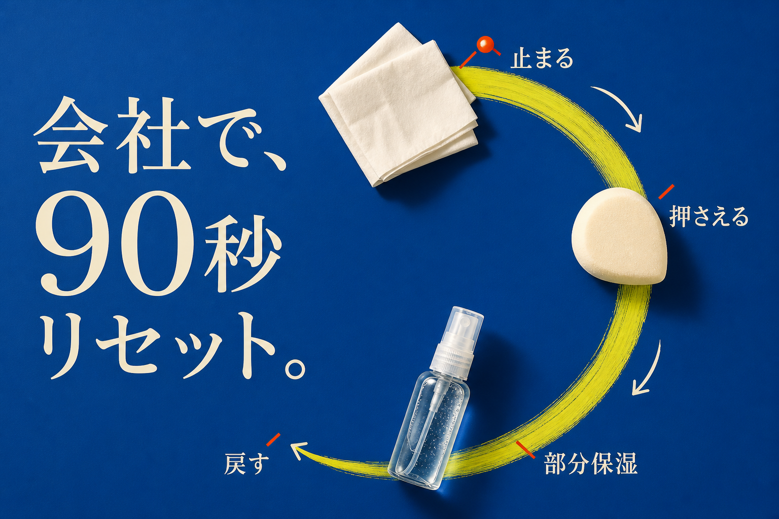 会社で行う汗と部分保湿の4ステップ