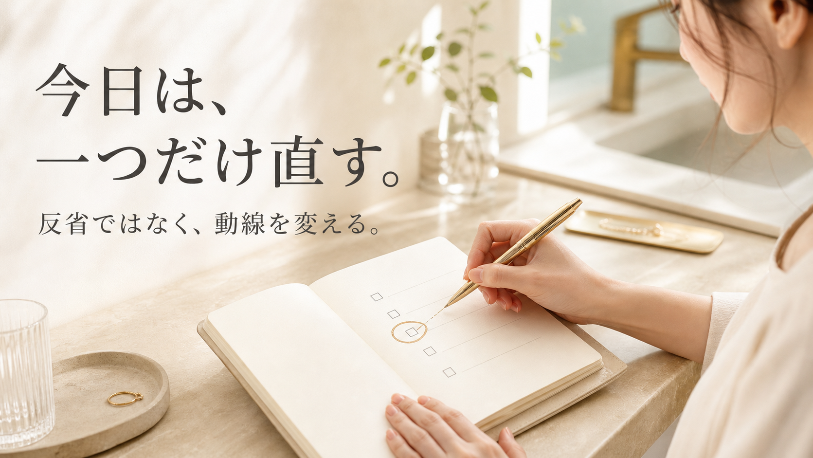 四項目から今日直す一つだけに丸をつける手元