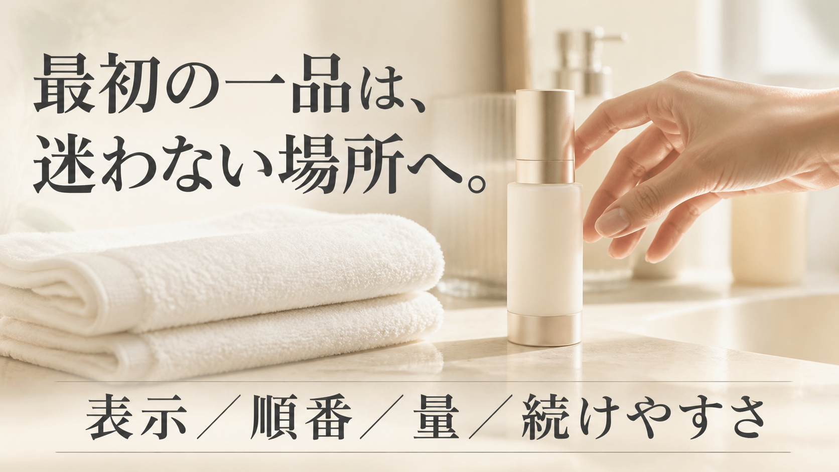 タオルから手の届く位置に置いた最初の保湿品