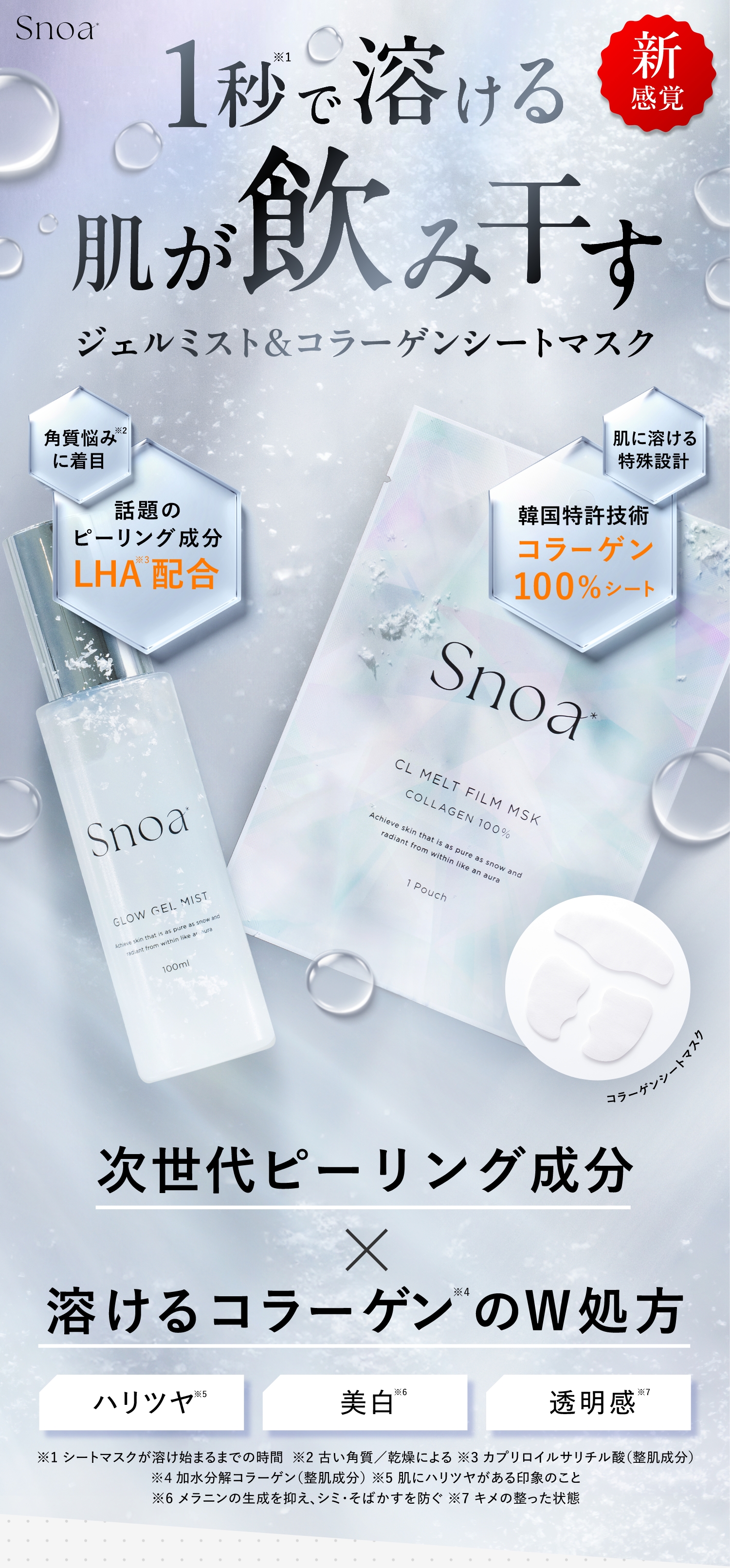 1秒で溶ける 肌が飲み干す ジェルミスト & コラーゲンシートマスク