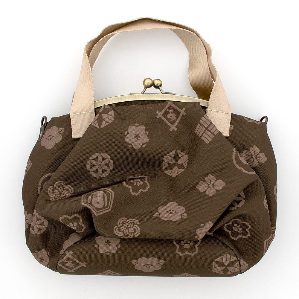 SNC がま口バルーントートバッグ 花小紋 :色: 黒柿