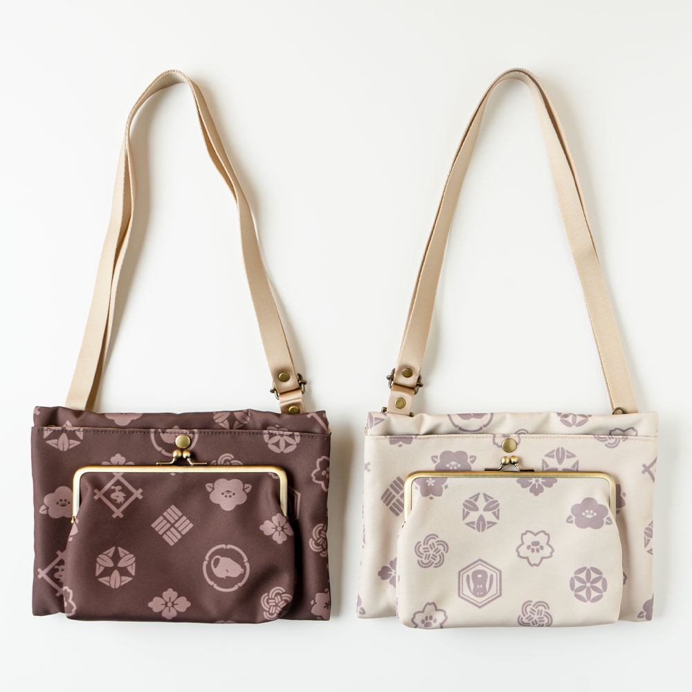 SNC がま口ﾎﾟｹｯﾄ付ｻｺｯｼｭ花小紋