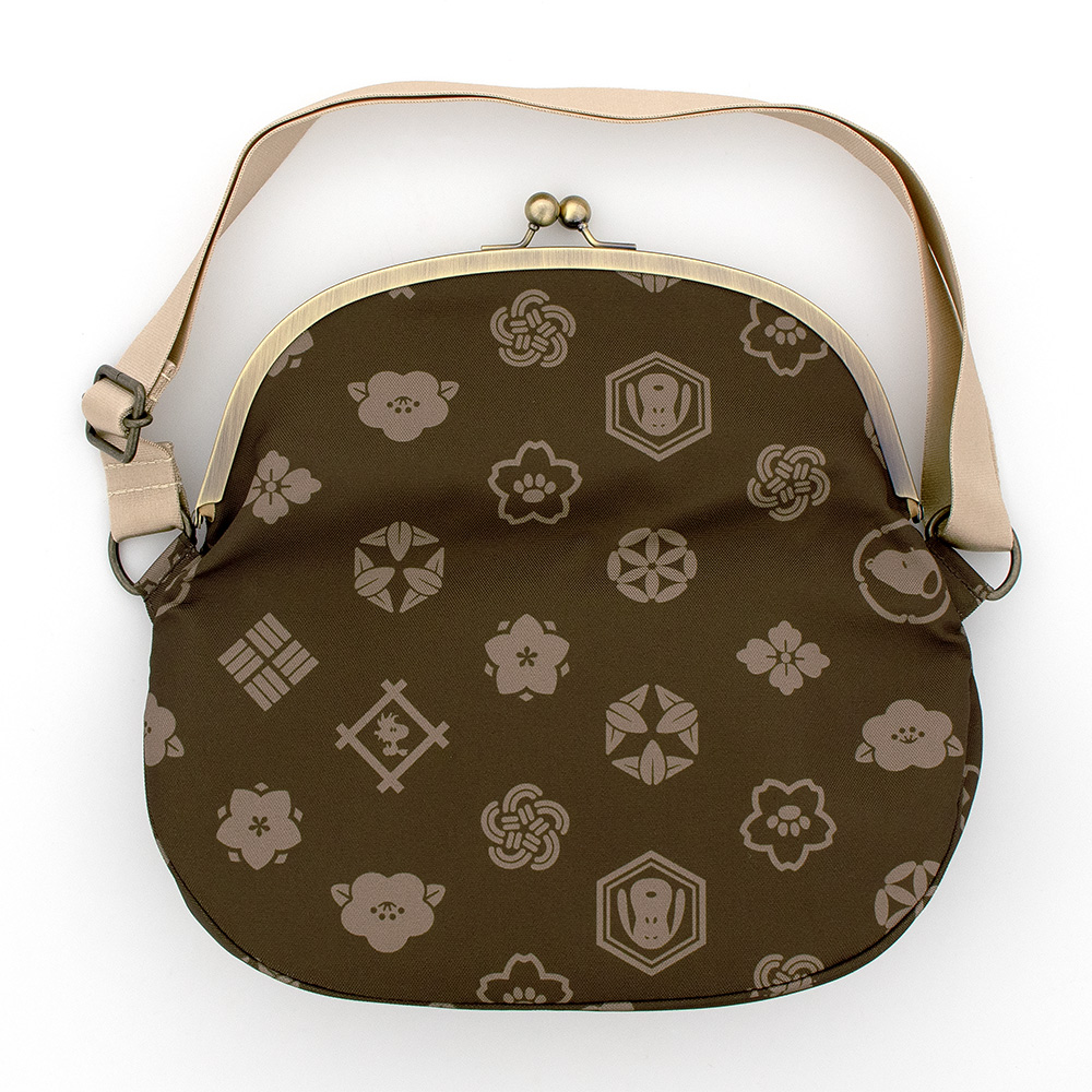 SNC 口折れ型がま口クロスバッグ 花小紋 :色: 黒柿