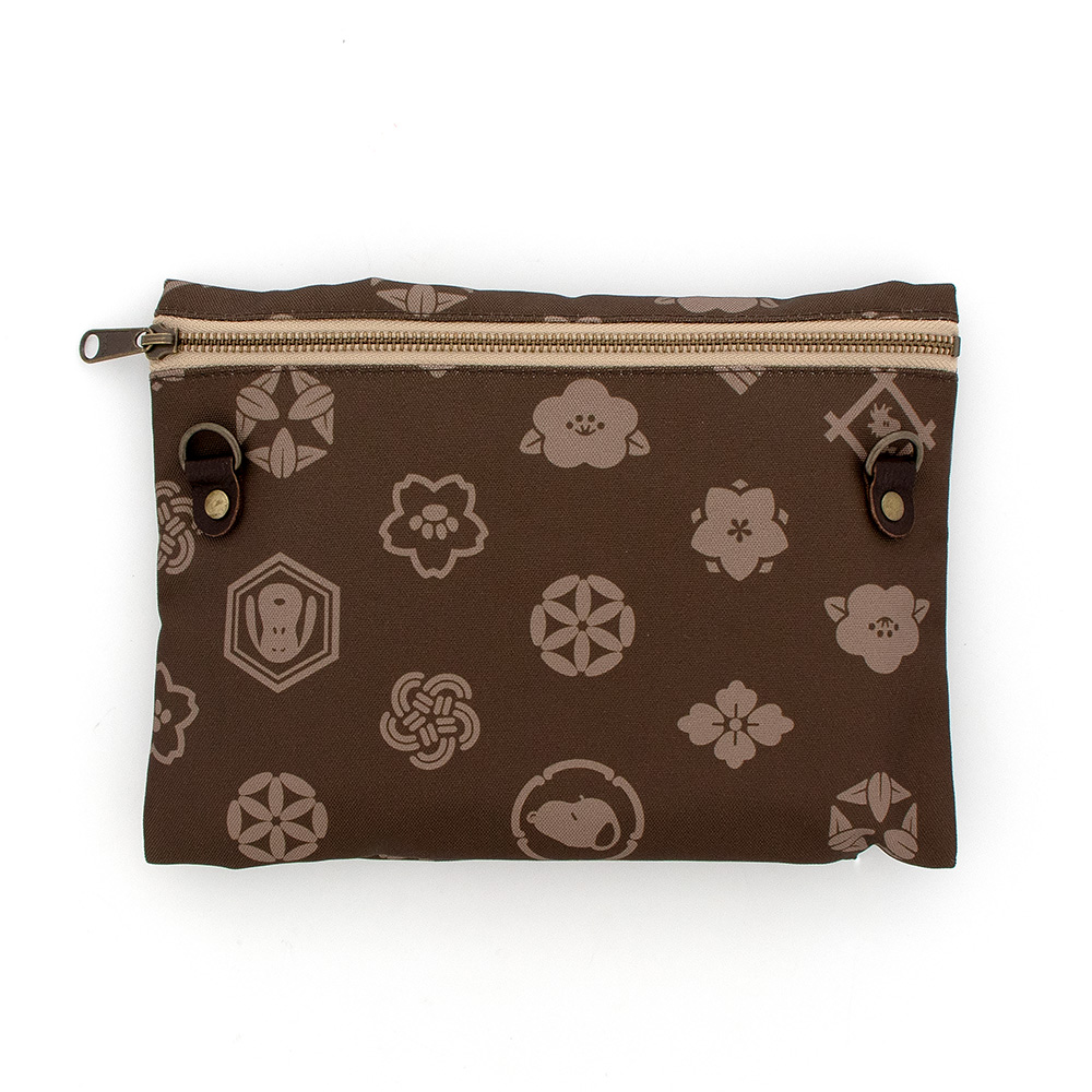 SNC がま口ポケット付サコッシュ 花小紋 :色: 黒柿