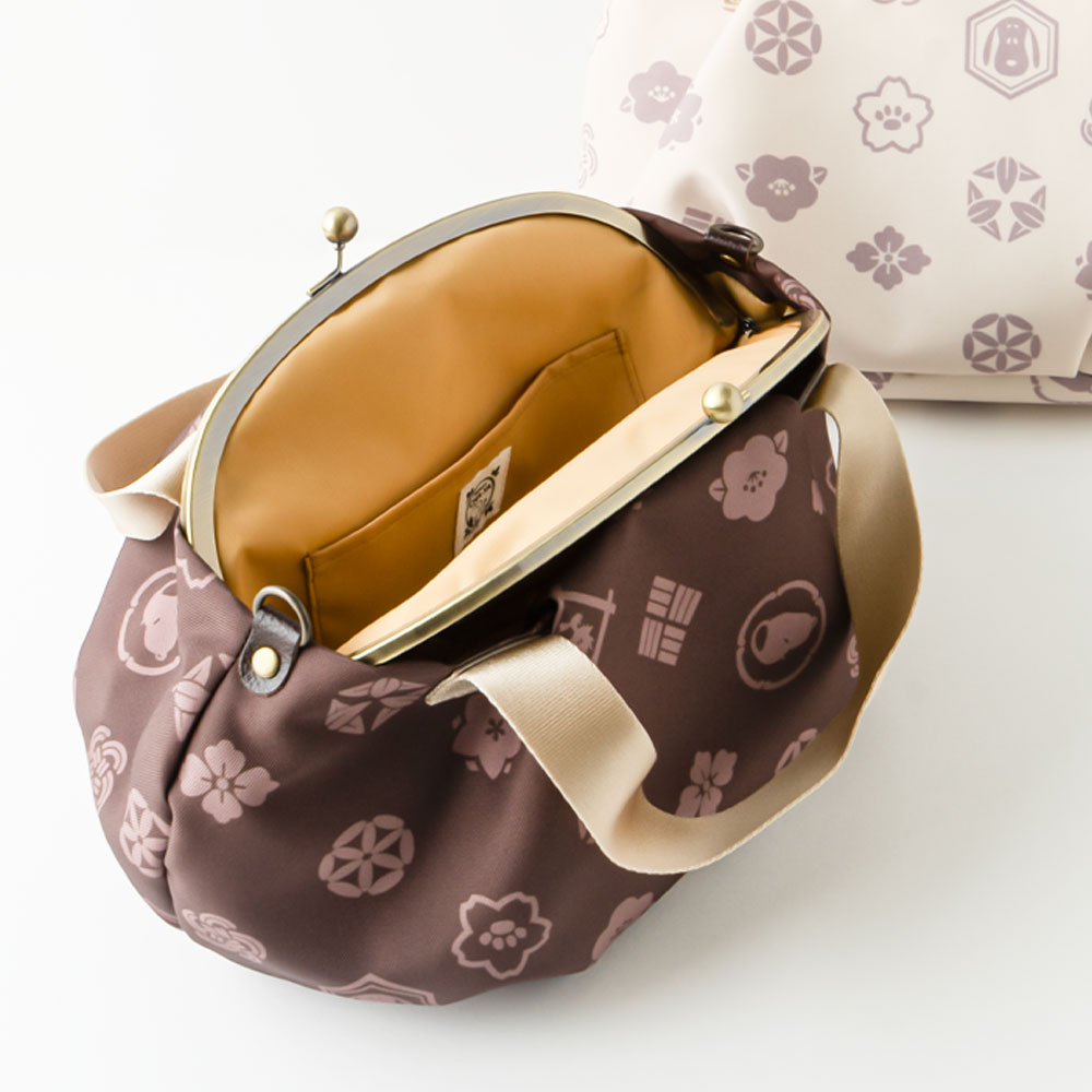 SNC がま口バルーントートバッグ 花小紋 :色: 黒柿