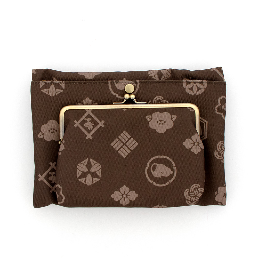 SNC がま口ポケット付サコッシュ 花小紋 :色: 黒柿