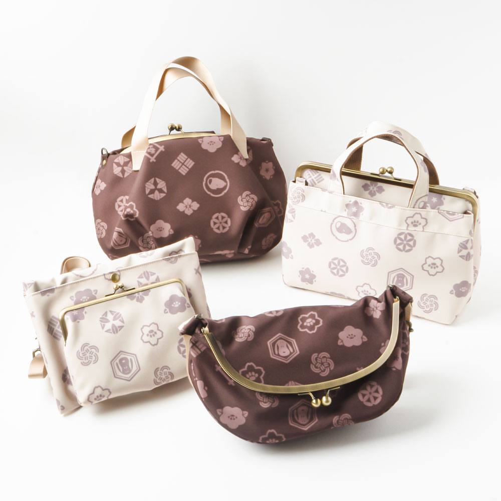 SNC 口折れ型がま口クロスバッグ 花小紋 :色: 黒柿