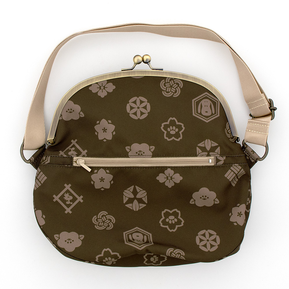 SNC 口折れ型がま口クロスバッグ 花小紋 :色: 黒柿