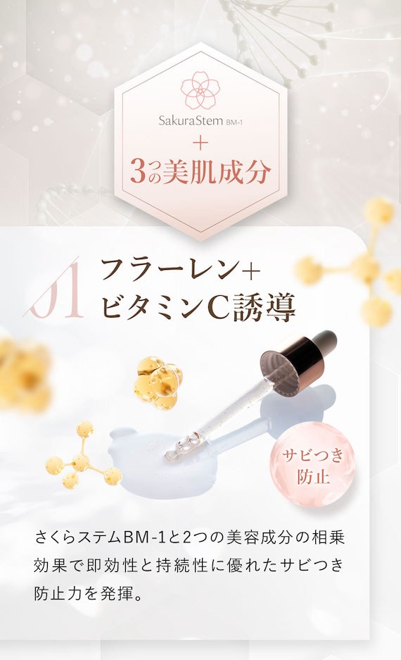 3つの美肌成分 フラーレン+ビタミンC誘導