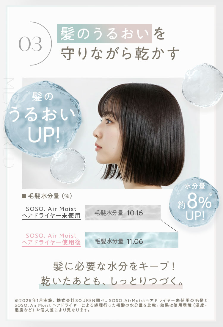 髪のうるおいを 守りながら乾かす