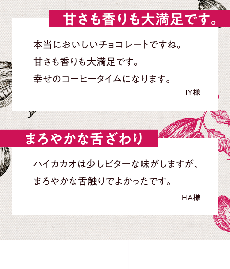 甘さと香りも満足 高カカオチョコレート