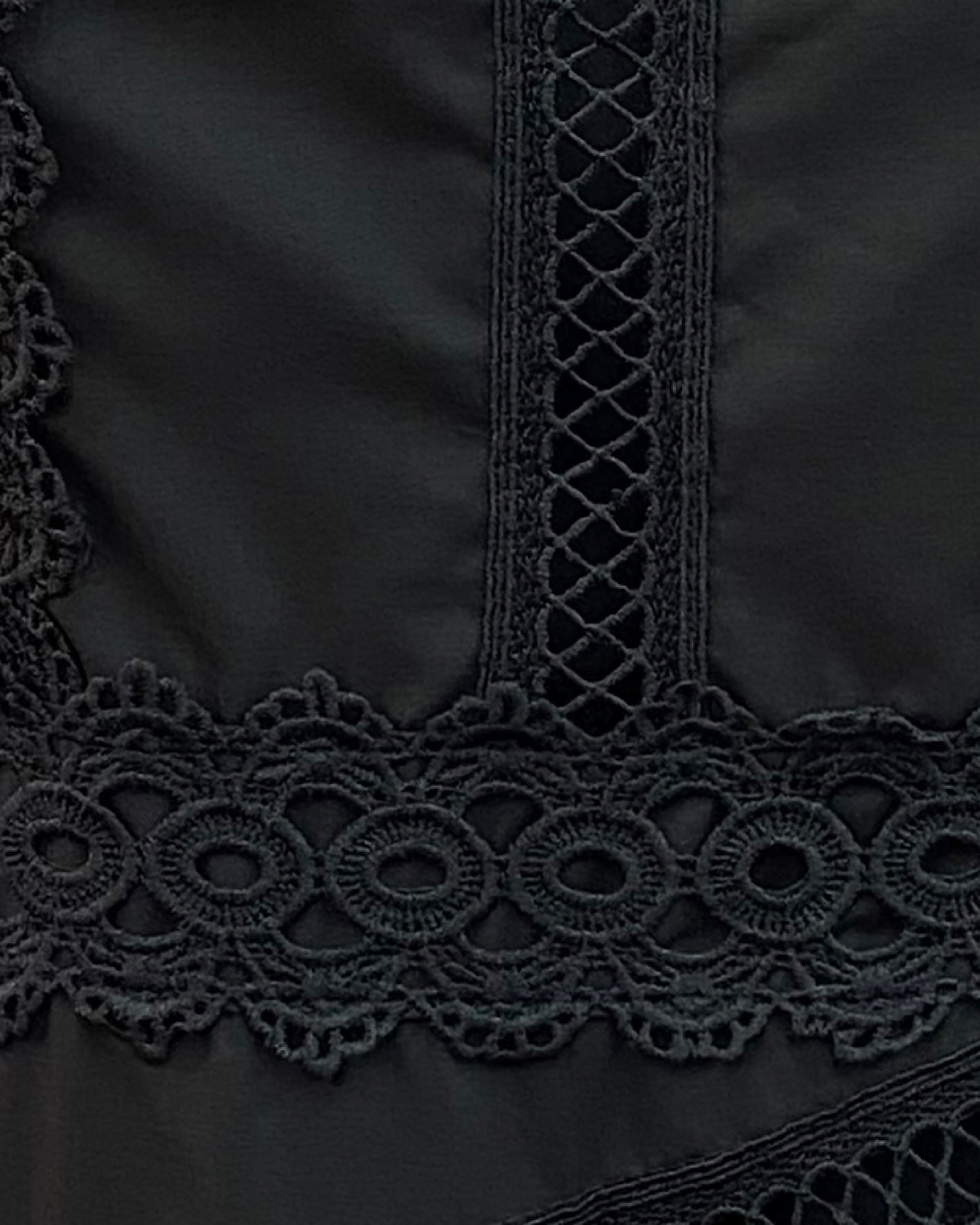 レースデザインロングワンピース カラー: BLK, サイズ: M