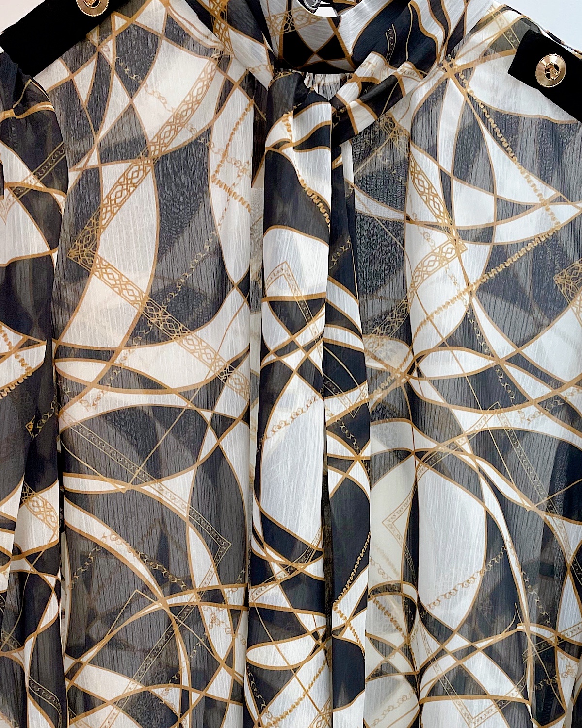 レトロサークルプリントボウタイブラウス カラー: WHT