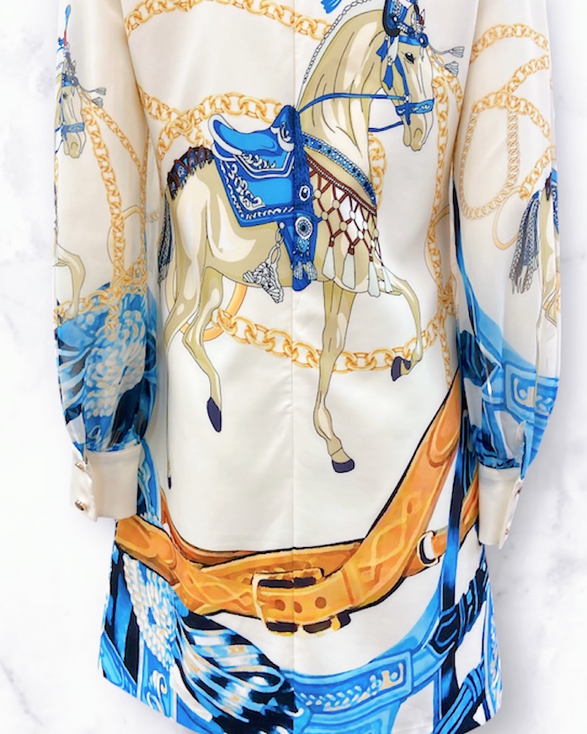 ロイヤルホースモチーフBOXワンピース カラー: WHT, サイズ: S