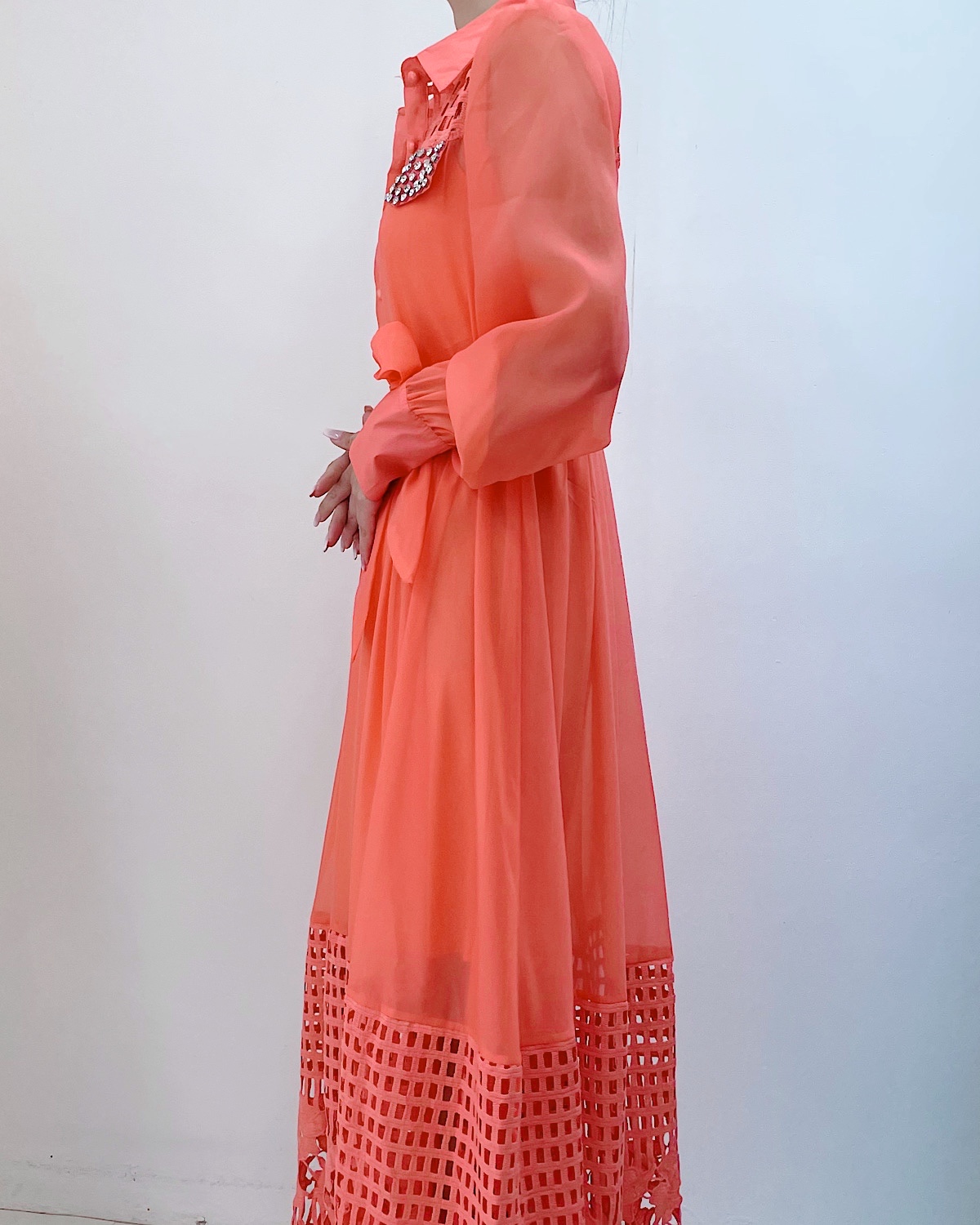 ビジューカットワークロングドレス カラー: ORN