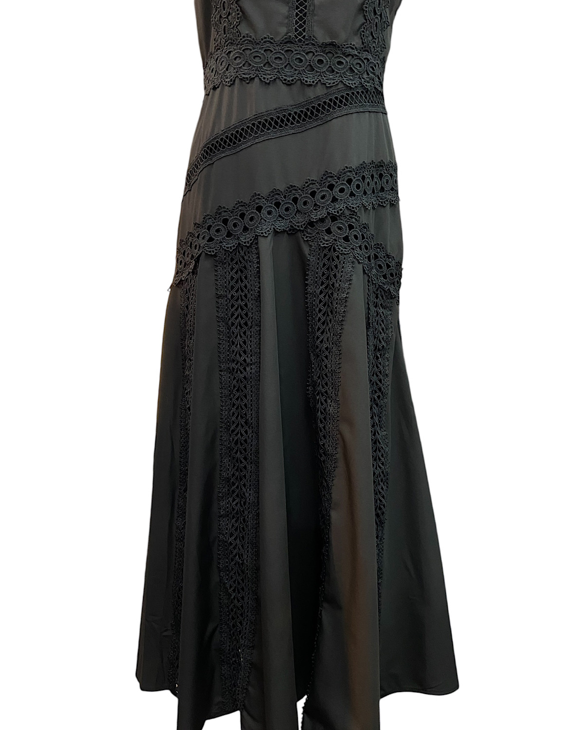 レースデザインロングワンピース カラー: BLK, サイズ: M