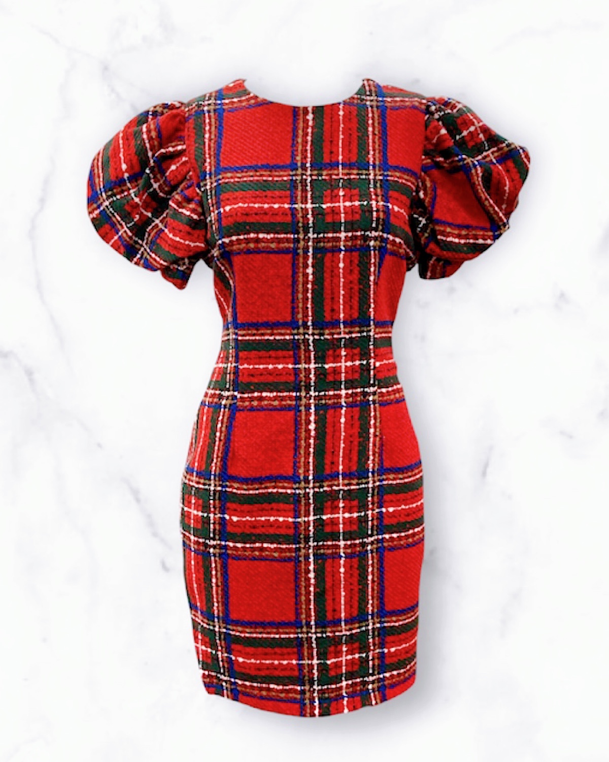 ツィードチェックパフスリミニワンピース サイズ: S