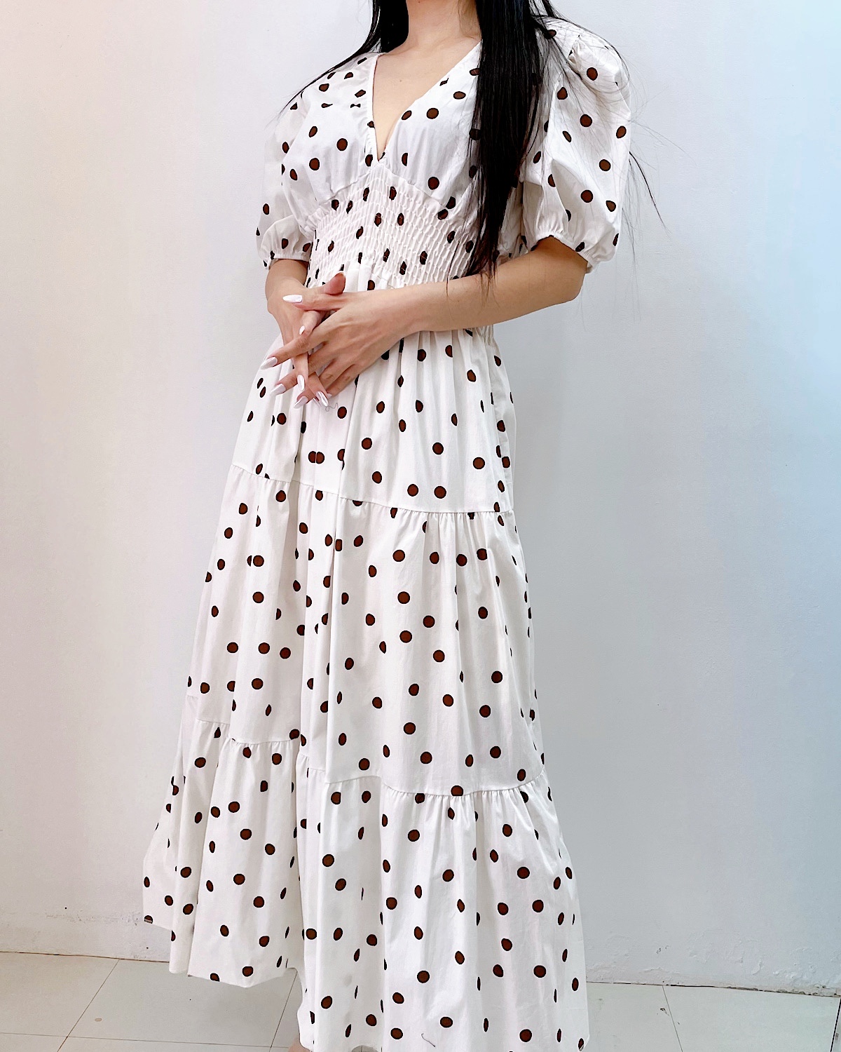 イタリア　コットンシャーリングティアードワンピース カラー: NVY