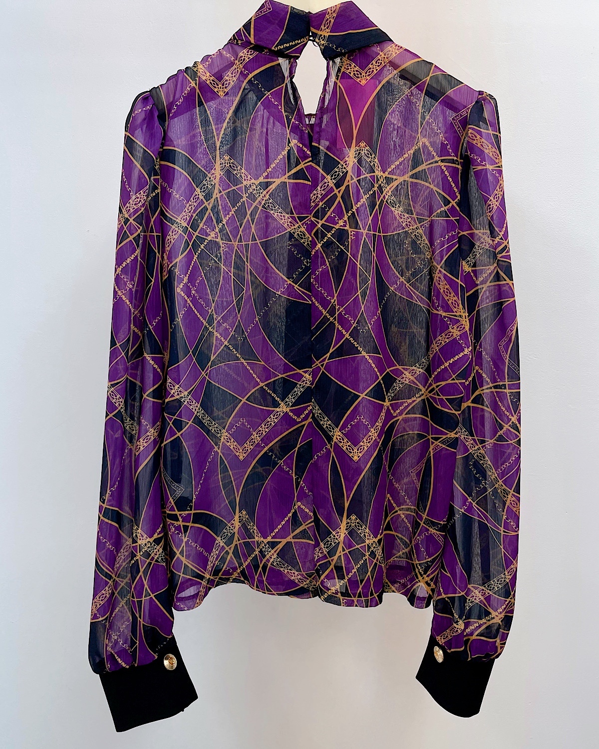 レトロサークルプリントボウタイブラウス カラー: WHT