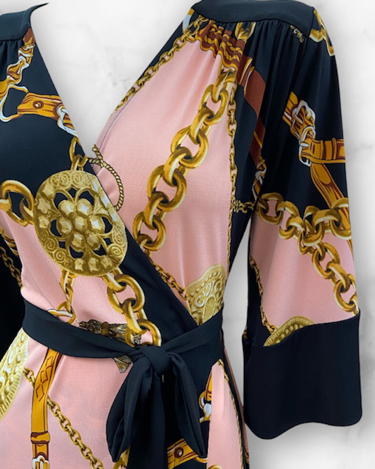 チェーンプリントストレッチワンピース