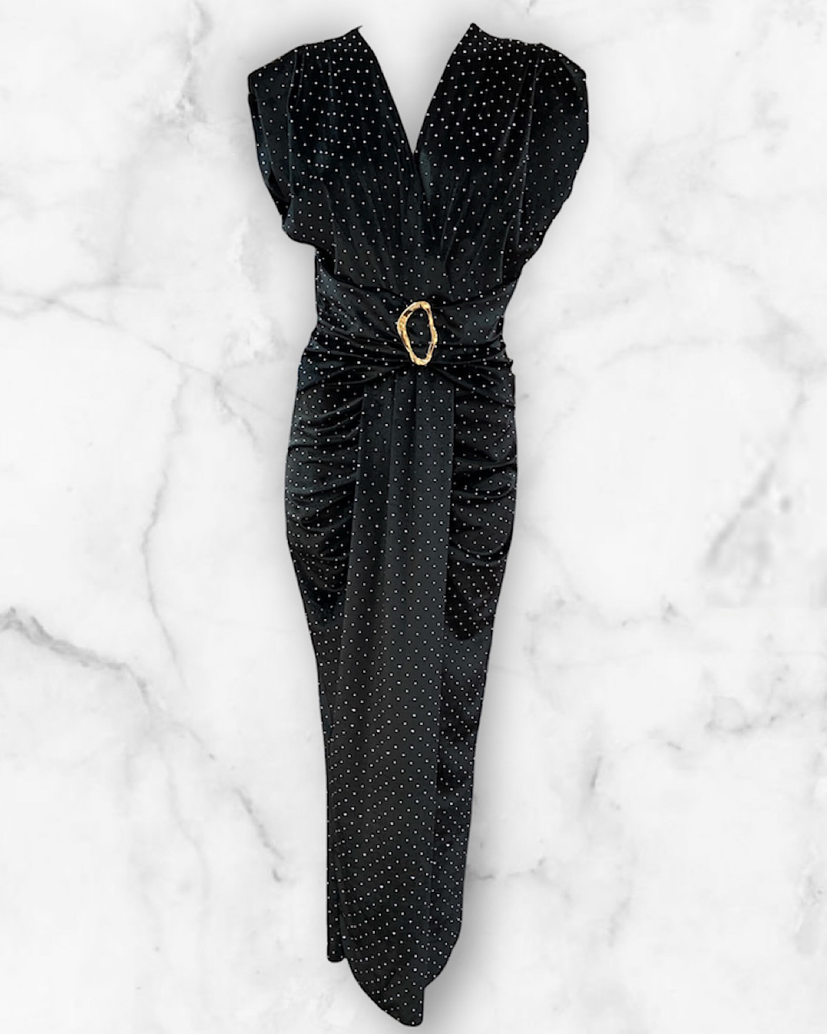 イタリア　ラインストーンベロアタイトワンピース カラー: RED