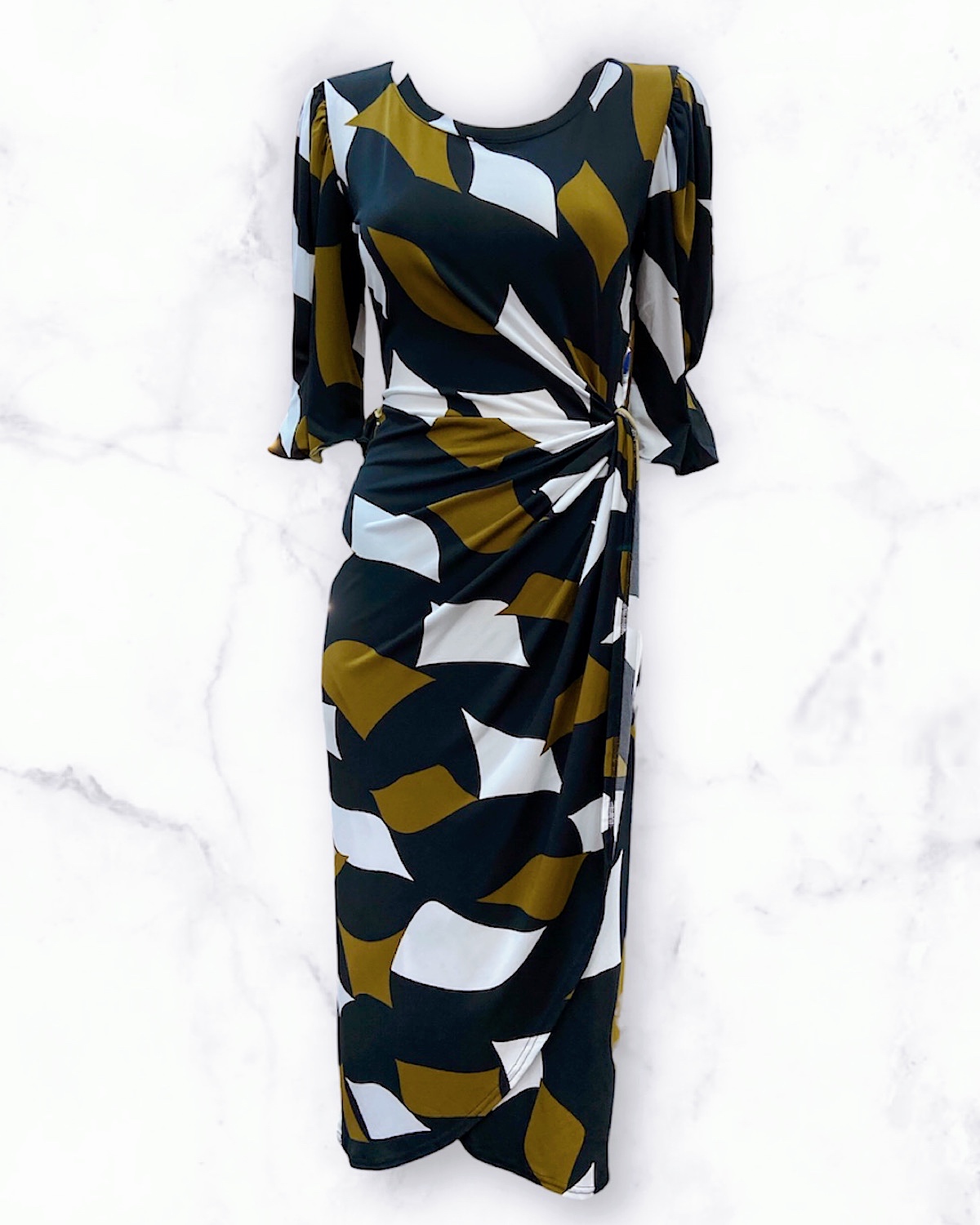 ジオメトリックツイストストレッチワンピース