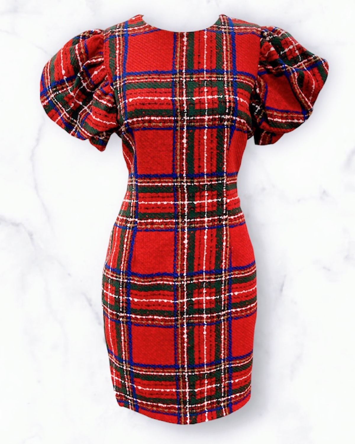 ツィードチェックパフスリミニワンピース サイズ: S