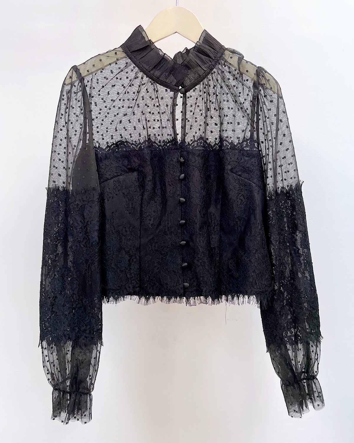 チュールドットクロップブラウス カラー: WHT