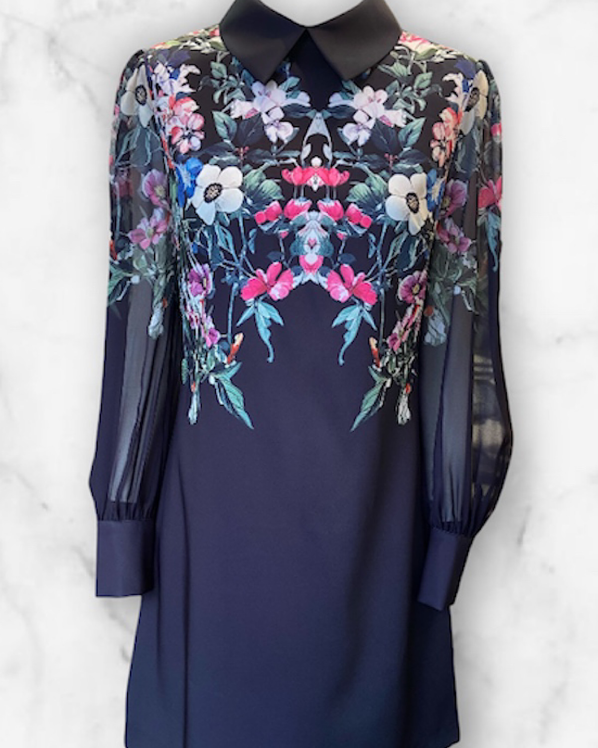 レトロフラワーボックスワンピース カラー: WHT, サイズ: S