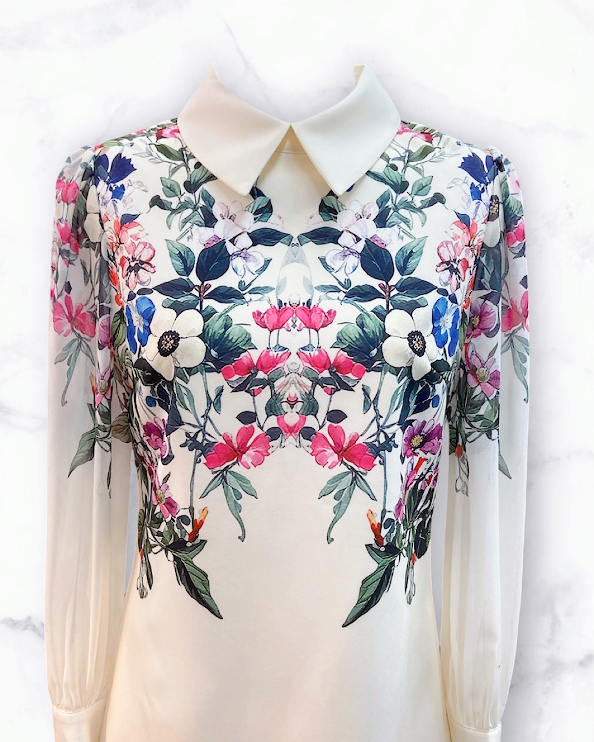 レトロフラワーボックスワンピース カラー: WHT, サイズ: S