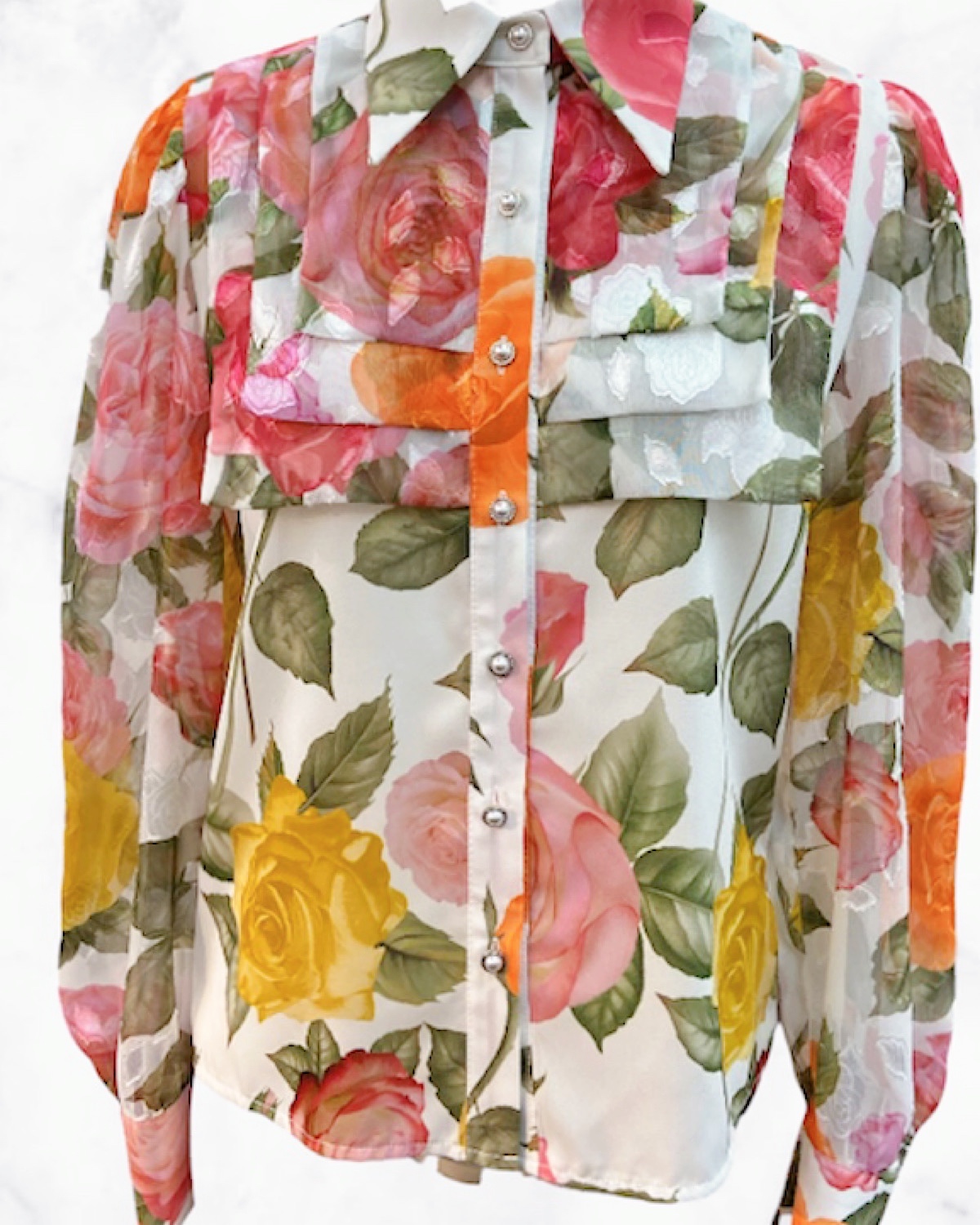 エレガントローズブラウス カラー: WHT