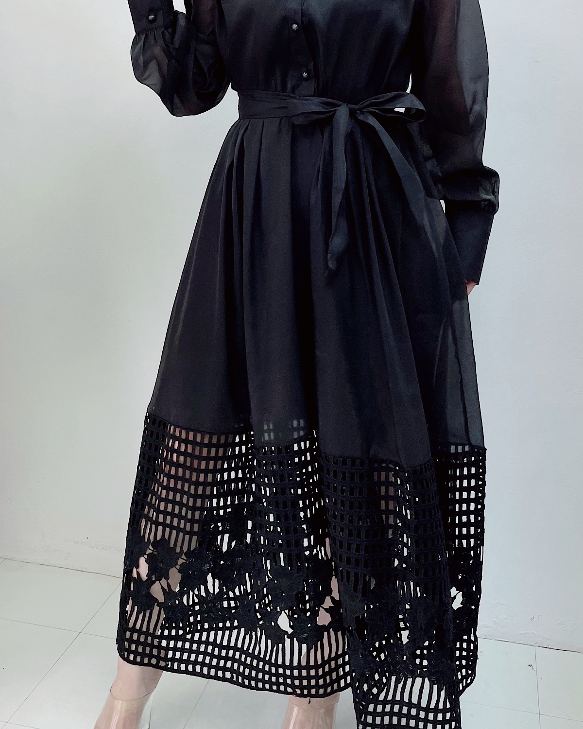 ビジューカットワークロングドレス カラー: ORN