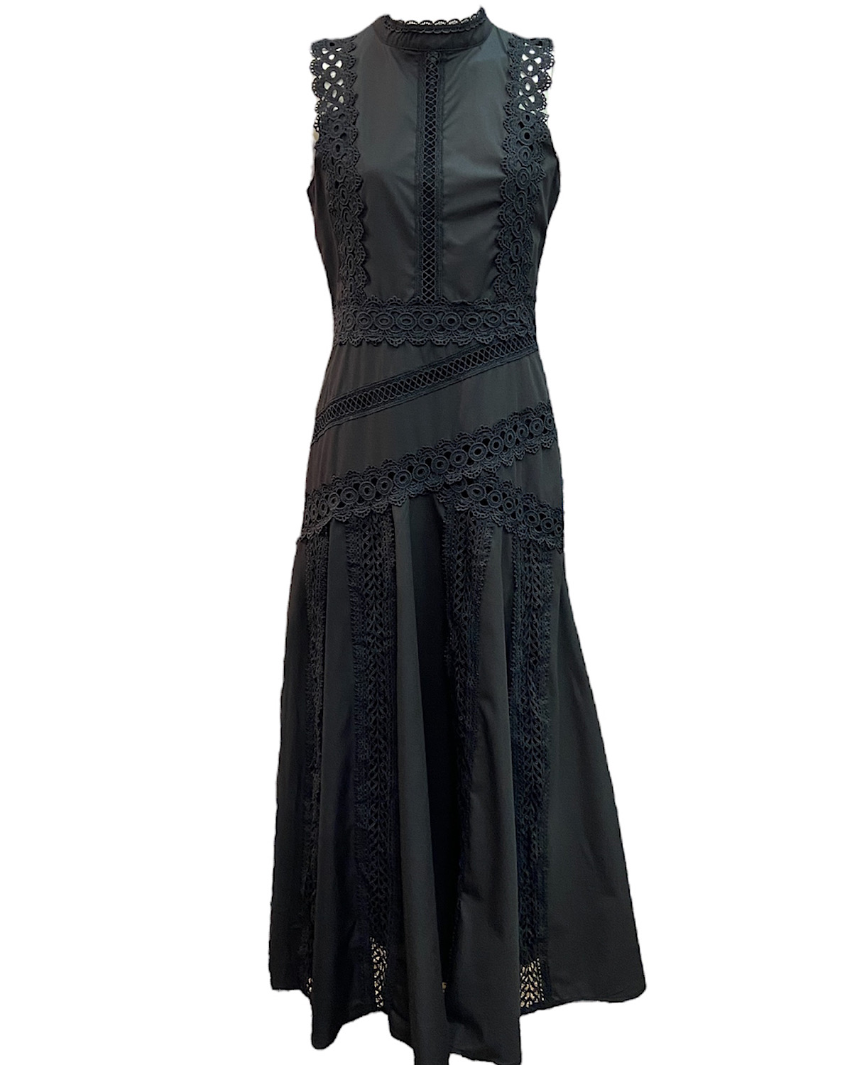 レースデザインロングワンピース カラー: BLK, サイズ: M