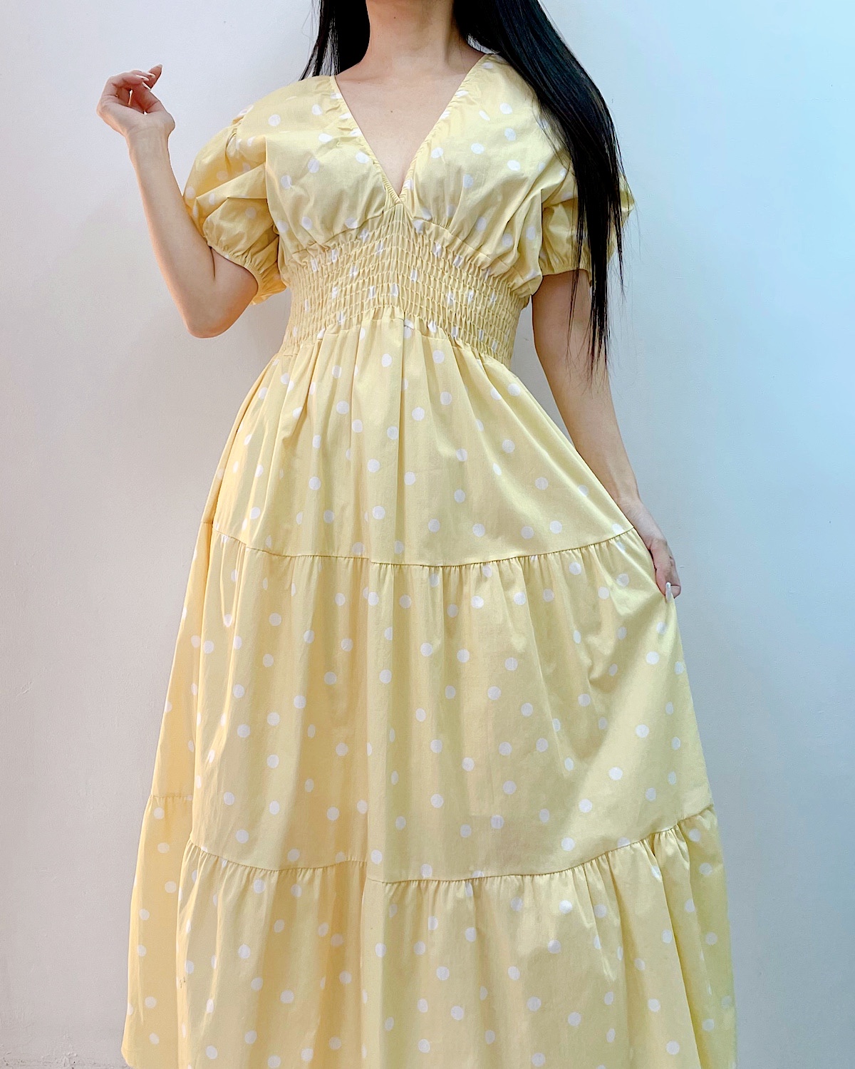 イタリア　コットンシャーリングティアードワンピース カラー: NVY