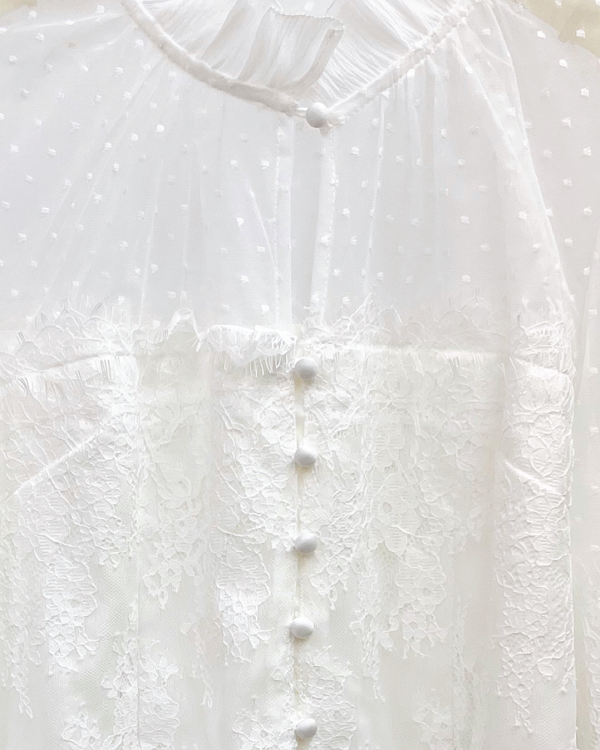 チュールドットクロップブラウス カラー: WHT